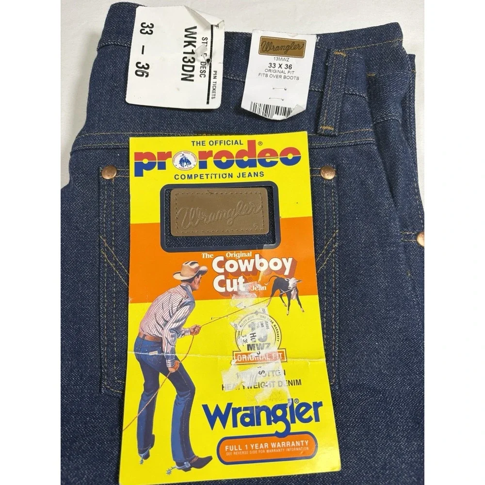 Wrangler 13MWZ Pro Rodeo Jeans Mens 33x36 NWT Rigid Indigo Cowboy Cut Denim 33